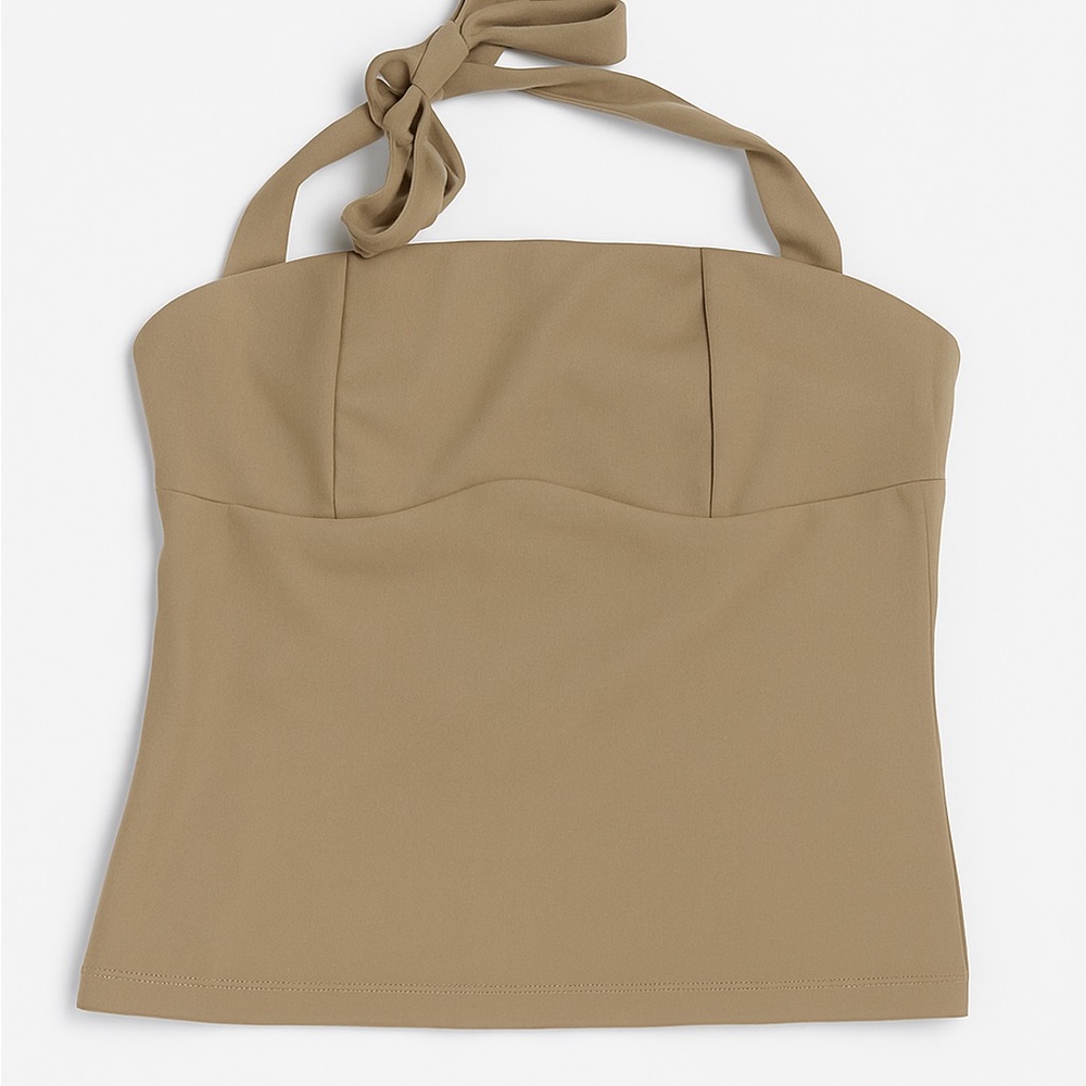 Edikted Tan Bustier Tie Front Tank Top